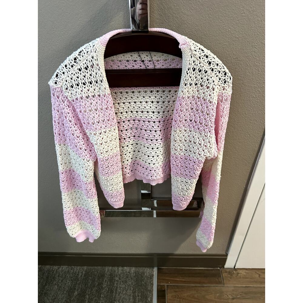 PrettyLittleThing Colorblock Pink & Creme Cardigan Size XXL